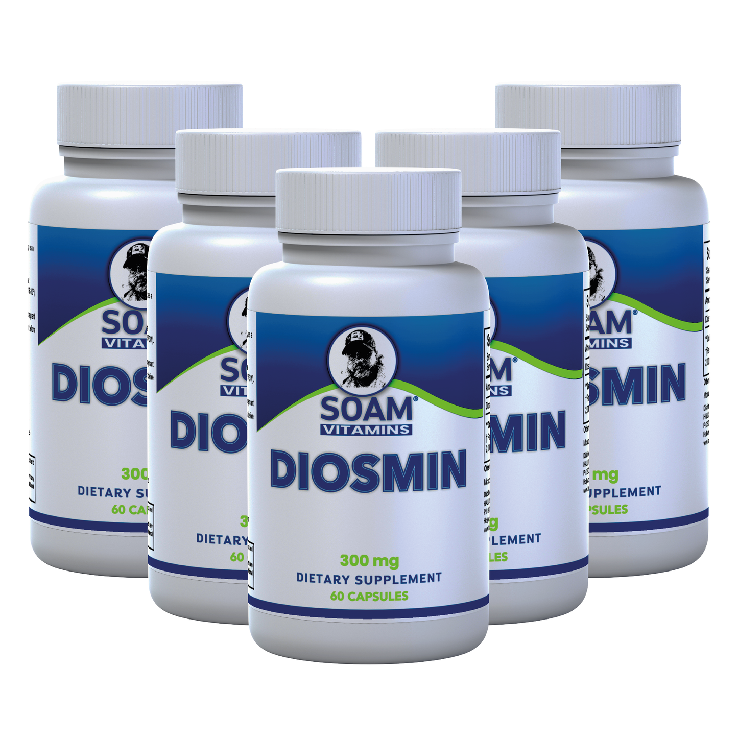 Pure Diosmin 300 mg - Varicose Veins Treatment for Legs - Blood Circulation Supplement - Non-GMO - Gluten Free - SOAM