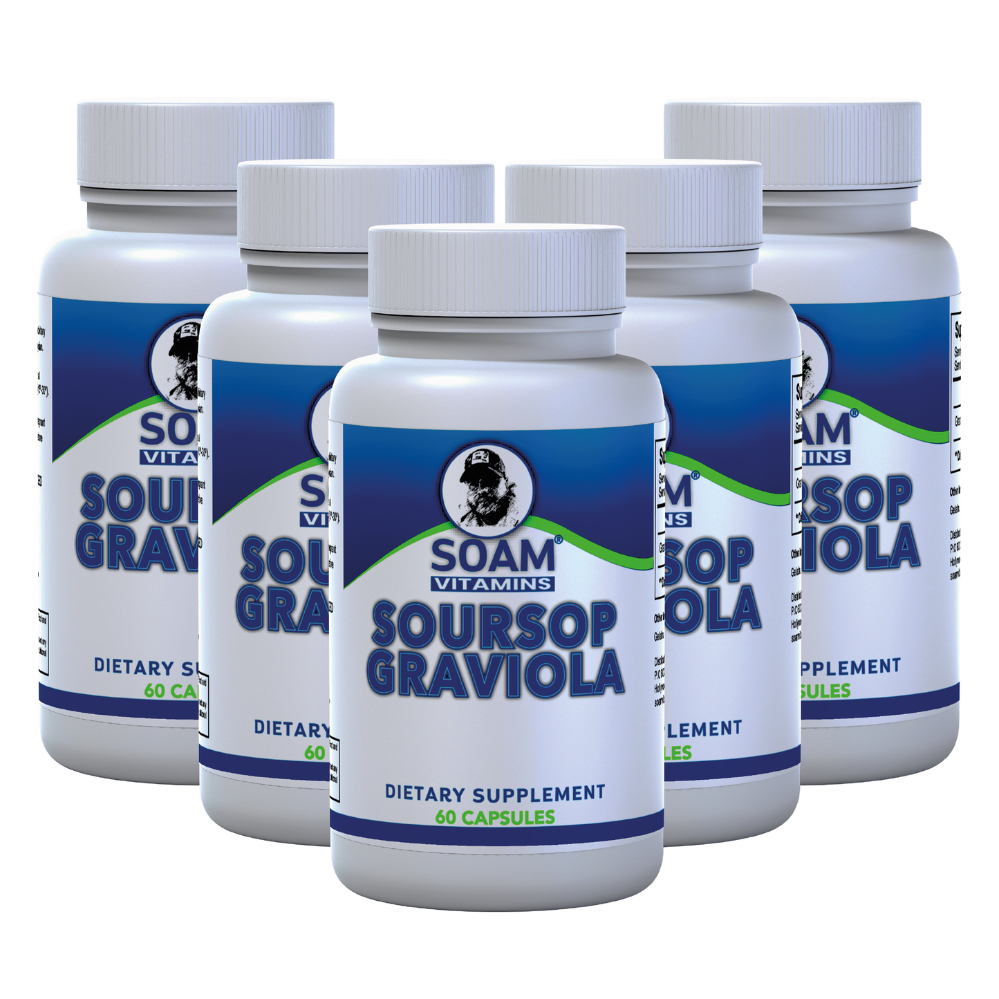 Graviola Leaf 800 mg - Soursop Leaves Extract - Multivitamin - Support Immune Boost - Support Digestive System - Healthy Cell Function - Gluten Free - 60 capsules - SOAM VITAMINS