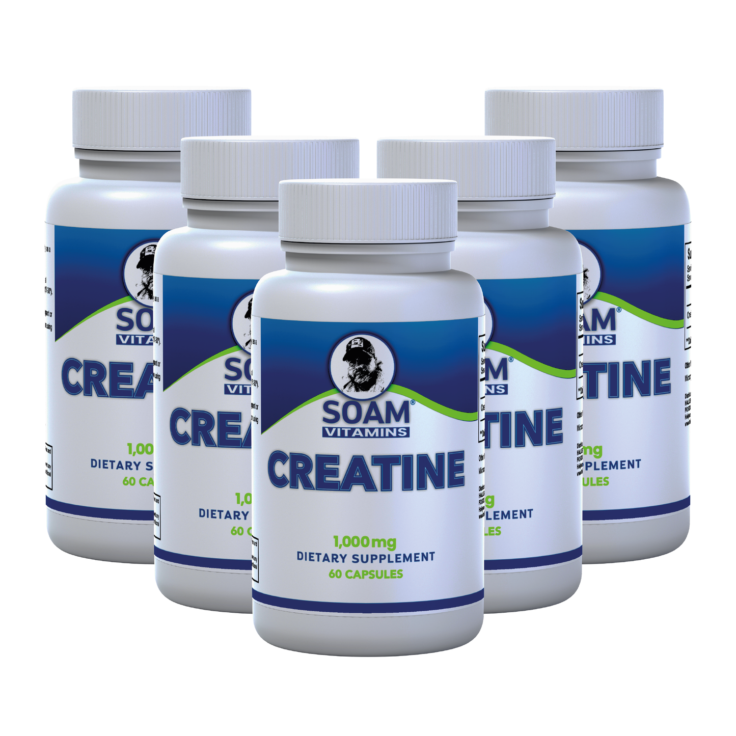 Creatine Monohydrate 1000 mg - Post Workout - Creatine Supplements - Non-GMO and Gluten Free - 60 capsules - SOAM VITAMINS