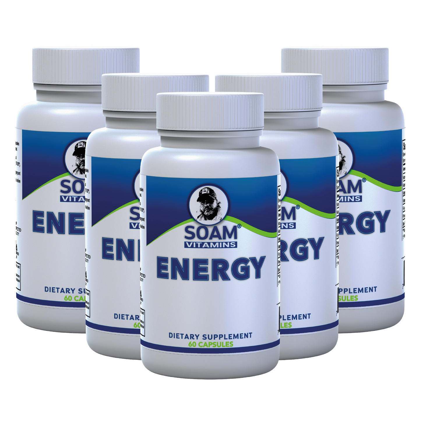 Energy Supplements - Multivitamins for Adults - Focus Supplement - Energy metabolism - 60 Capsules - Gluten Free - Non GMO - SOAM