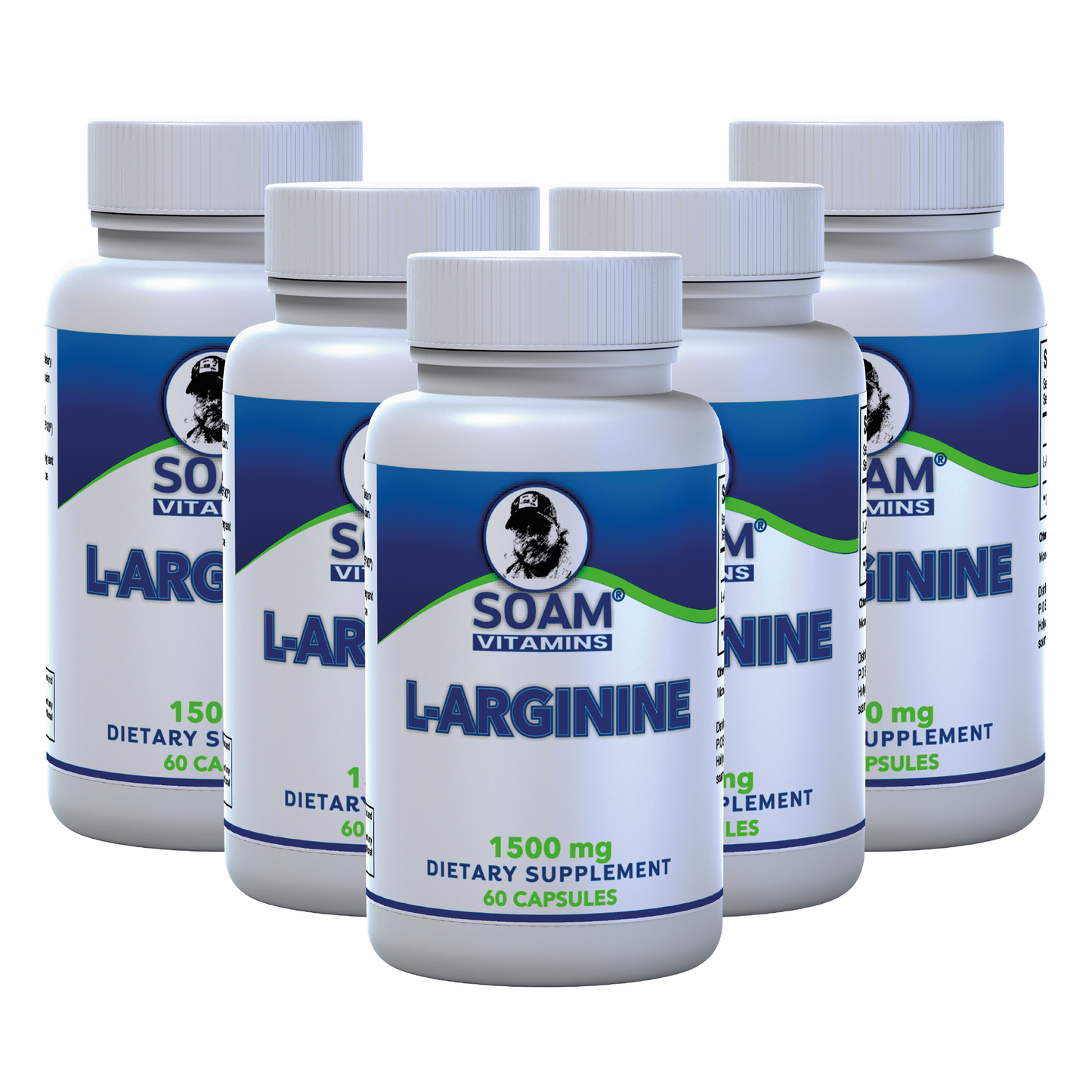 L-Arginine HCl 1500 mg for Male and Female - Arginine - 60 capsules - Amino Acids Supplement - Muscle Support and Blood Flow - Enhanced Performance Supplement - SOAM