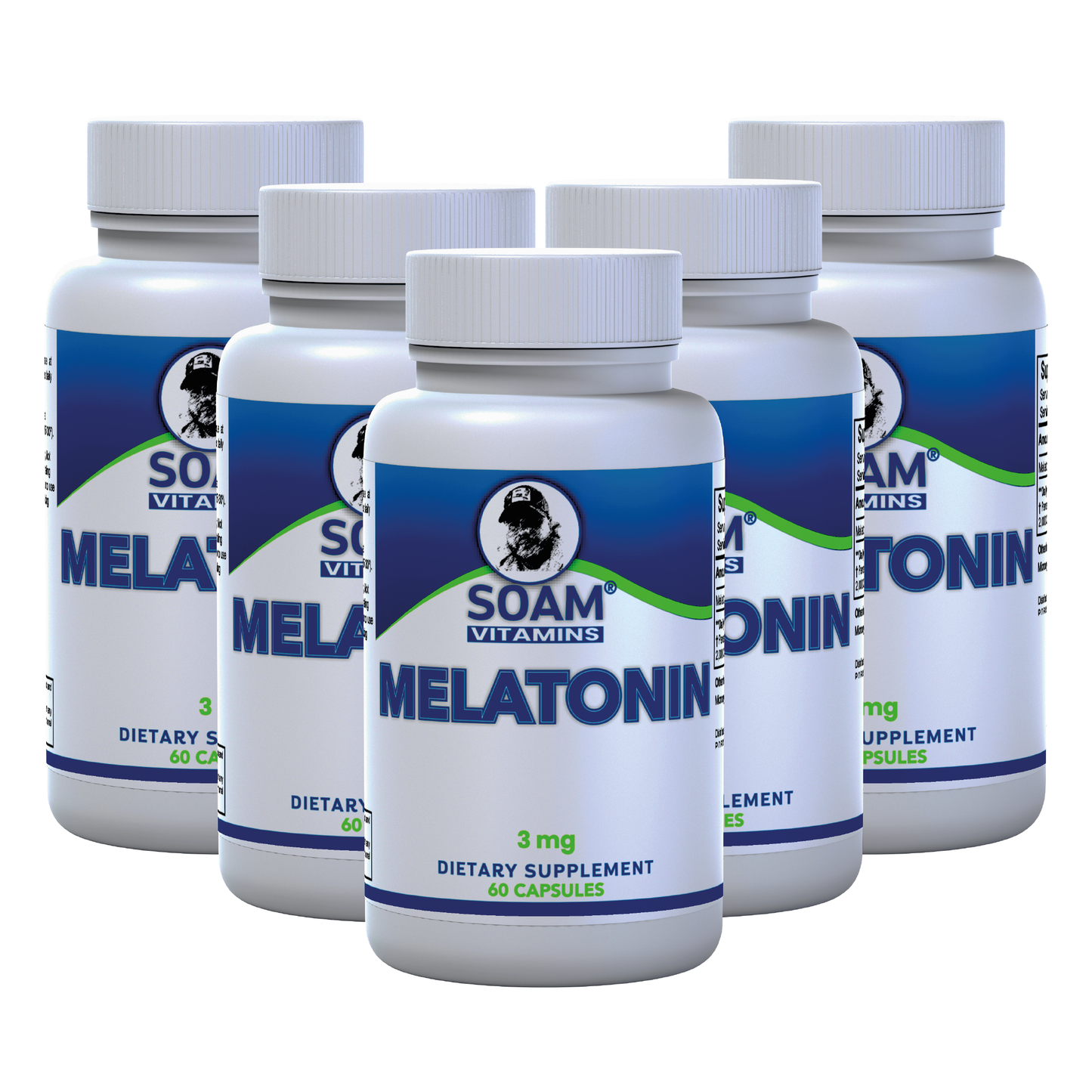 Melatonin 3mg - Supplement for Adults - Natural Sleep Aids for Adults - Support Sleep Health - Fast Dissolve 60 Capsules - Dru free - Non GMO - Gluten Free - SOAM