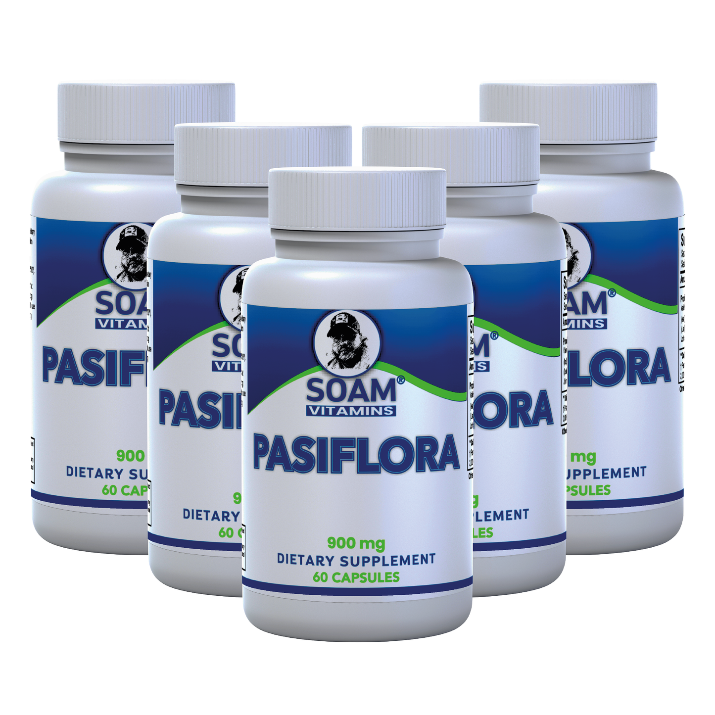 PASIFLORA 900 mg - Passion Flower - White Willow Bark - St John's Wort Extract - Soothing Herbal Support - Mood Support Supplement - Whole Herb Supplement - 60 Capsules - SOAM